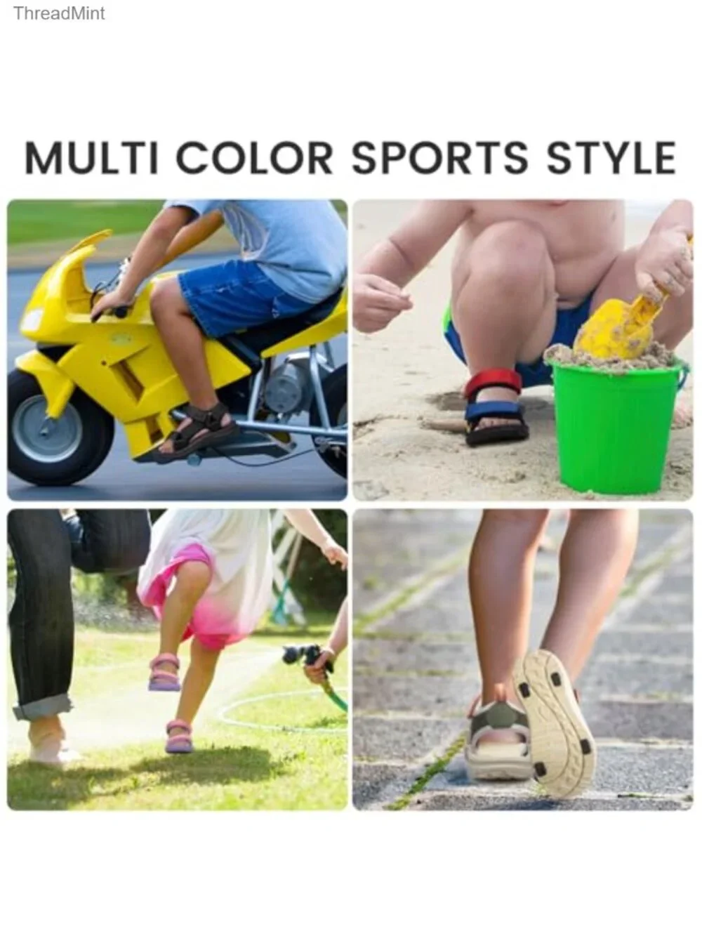 Kids Athletic Sandals Adjustable Double Strap Open Toe Water Friendly